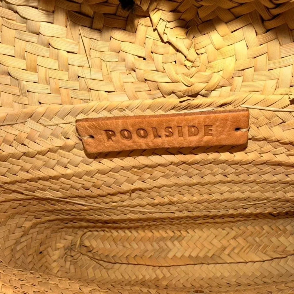 Poolside Shop Beach‎ Repeat Embroidered Straw Raffia Envelope Clutch Bag Natural